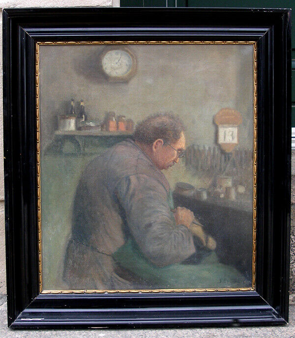 Frederik Engelfelt ( 1900) Inside A shoemakers studio 1920s Fine salon oil