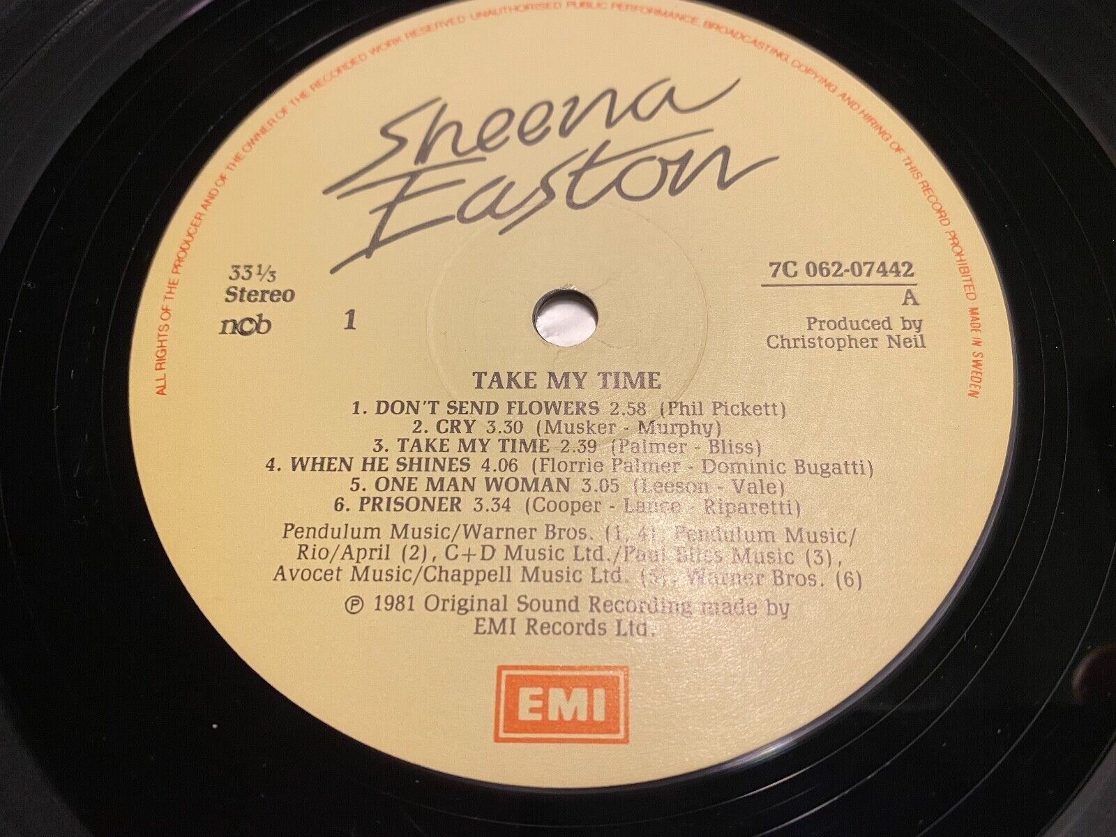 SHEENA EASTON "TAKE MY TIME" EMI RECORDS 1981 12 TRACKS LP SWEDISH PRESSING NCB*