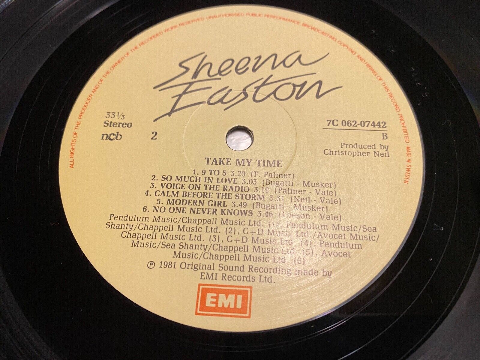 SHEENA EASTON "TAKE MY TIME" EMI RECORDS 1981 12 TRACKS LP SWEDISH PRESSING NCB*