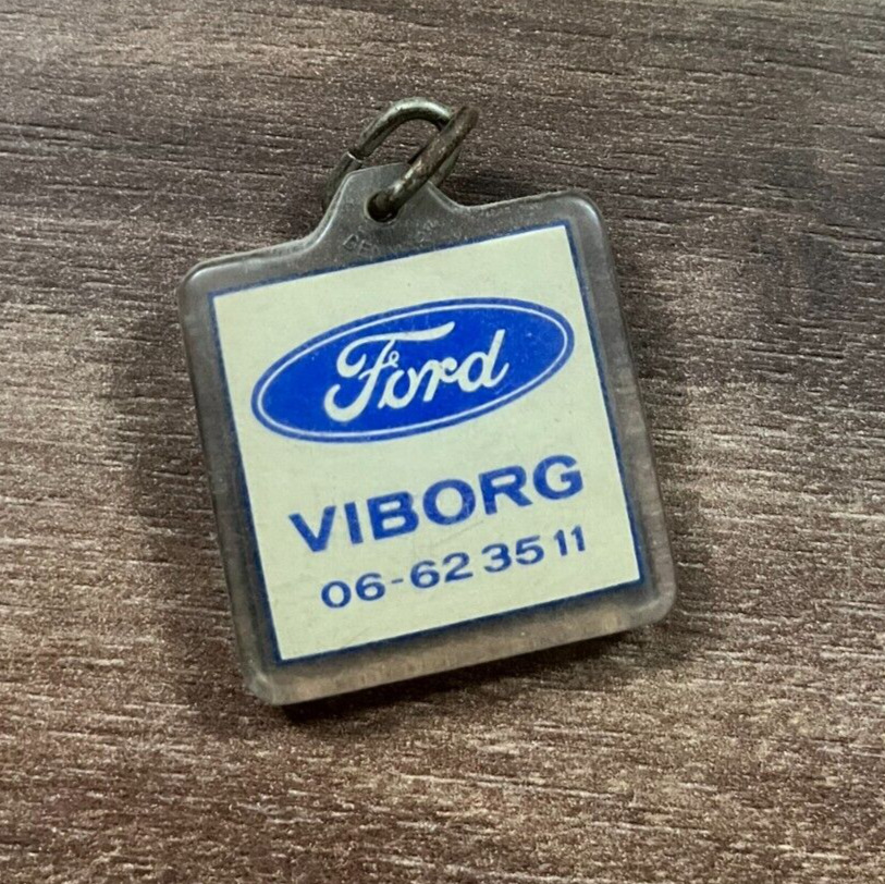 Vintage Ford Danish Metal Keychain Car Dealership - Classic 1980s Retro Design