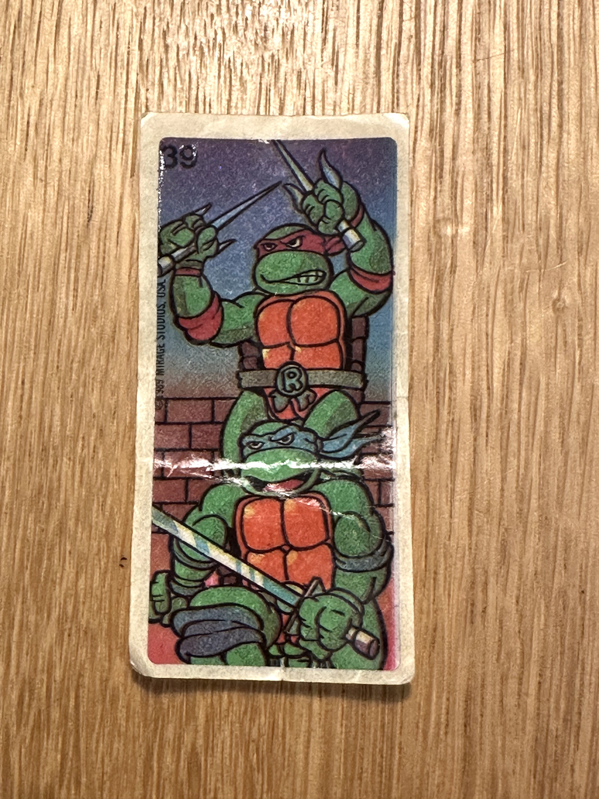 TEENAGE MUTANT NINJA TURTLES 1989 Mirage Studios BUBBLE GUM Sticker No 39