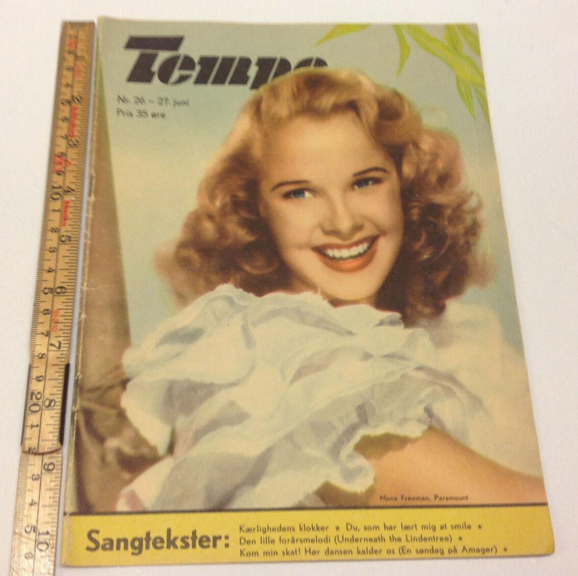 MONA FREEMAN Paramount Front Cover Original Vintage Danish Magazine "Tempo" 1950