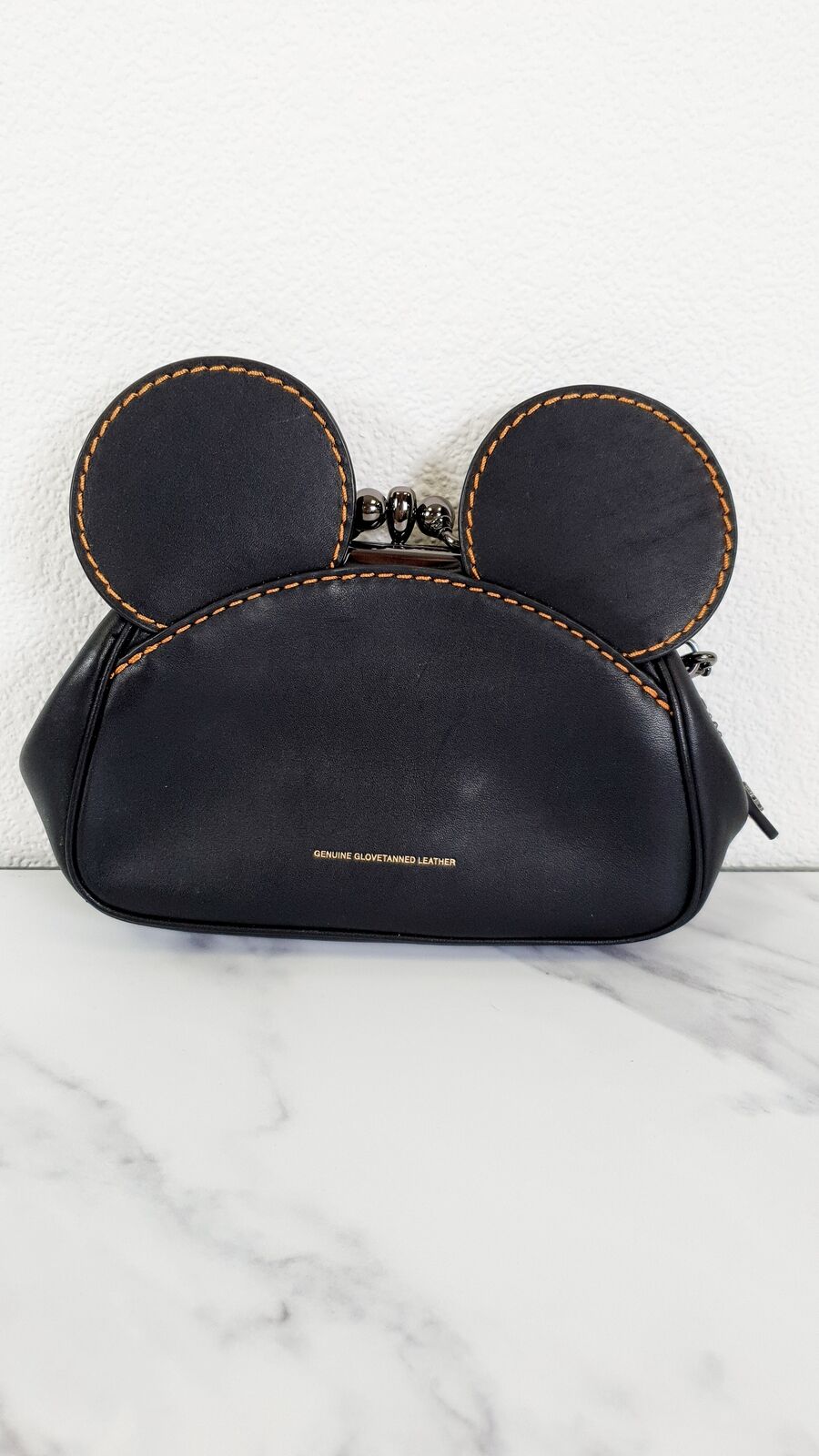 Disney x Coach Mickey Ears Clutch Wristlet Black Glovetanned Leather Bag 65794