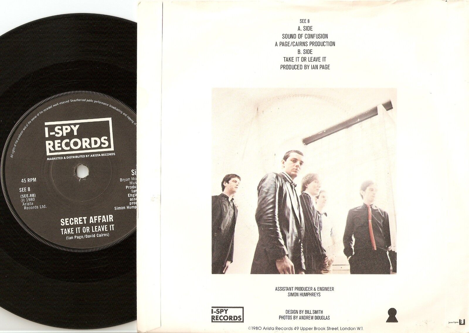 SECRET AFFAIR SOUND OF CONFUSION  TAKE IT OR LEAVE IT 45+PS 1980 MOD REVIVAL