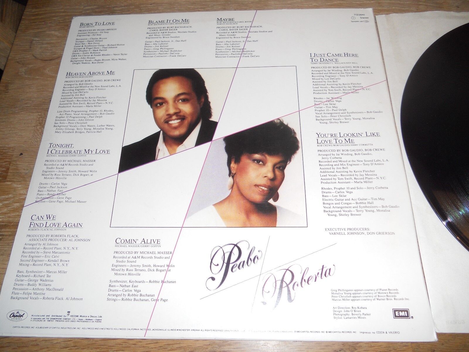 PEABO BRYSON  ROBERTA FLACK BORN TO LOVE 1983 PORTUGESE PRESSING VINYL LP RARE*