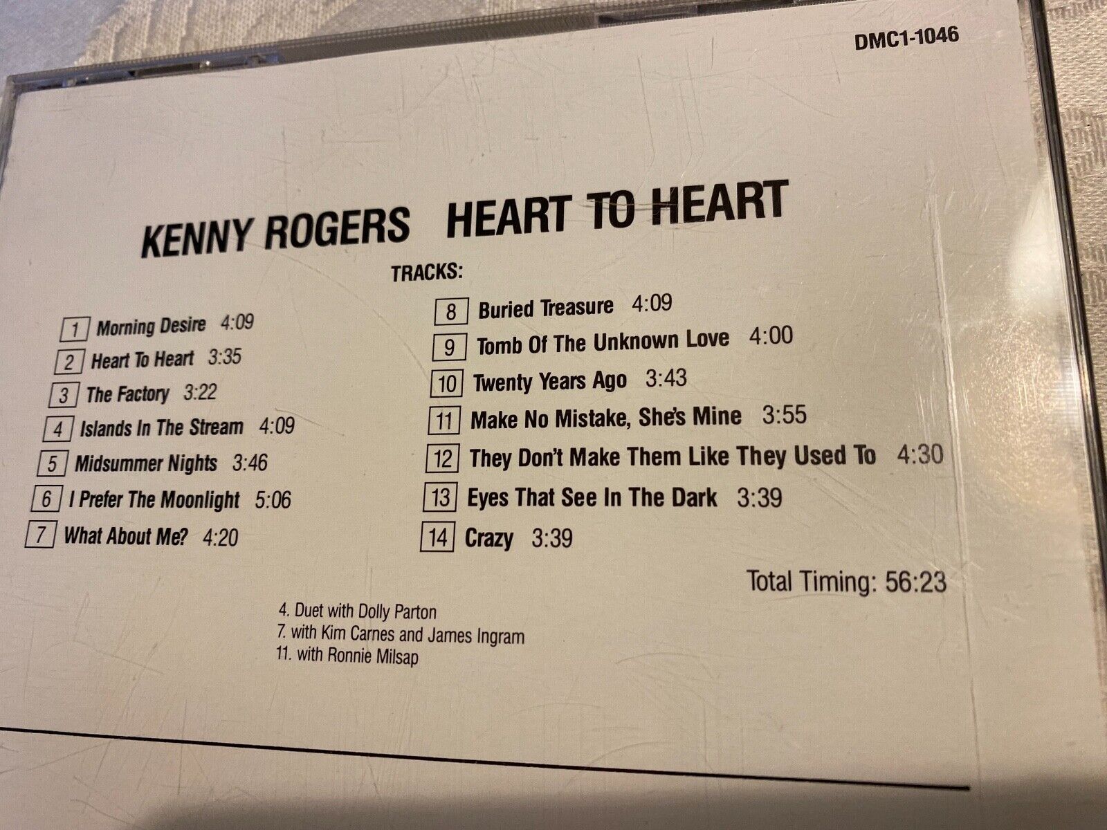 KENNY DOGERS "HEART TO HEART" 1992 CD ALBUM 14 TRACK RCA  BMG RECORDS USA PRESS