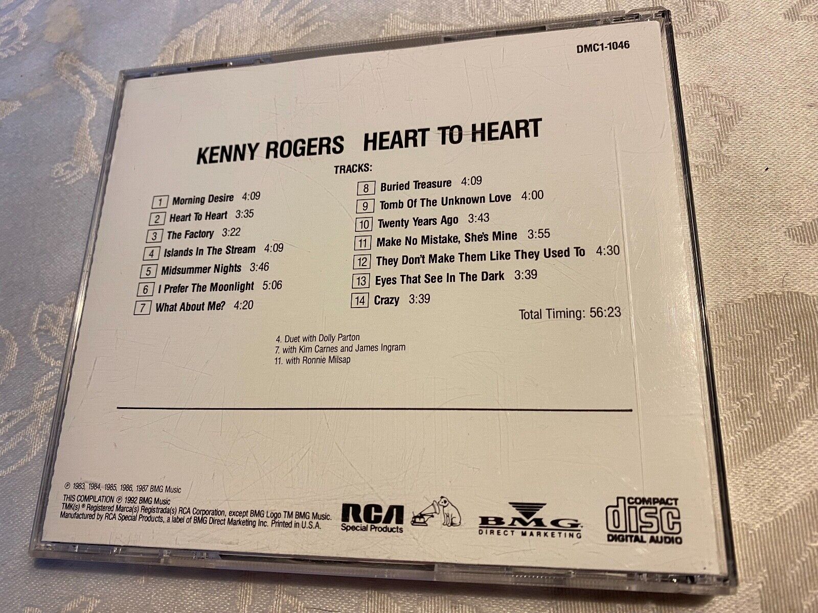 KENNY DOGERS "HEART TO HEART" 1992 CD ALBUM 14 TRACK RCA  BMG RECORDS USA PRESS