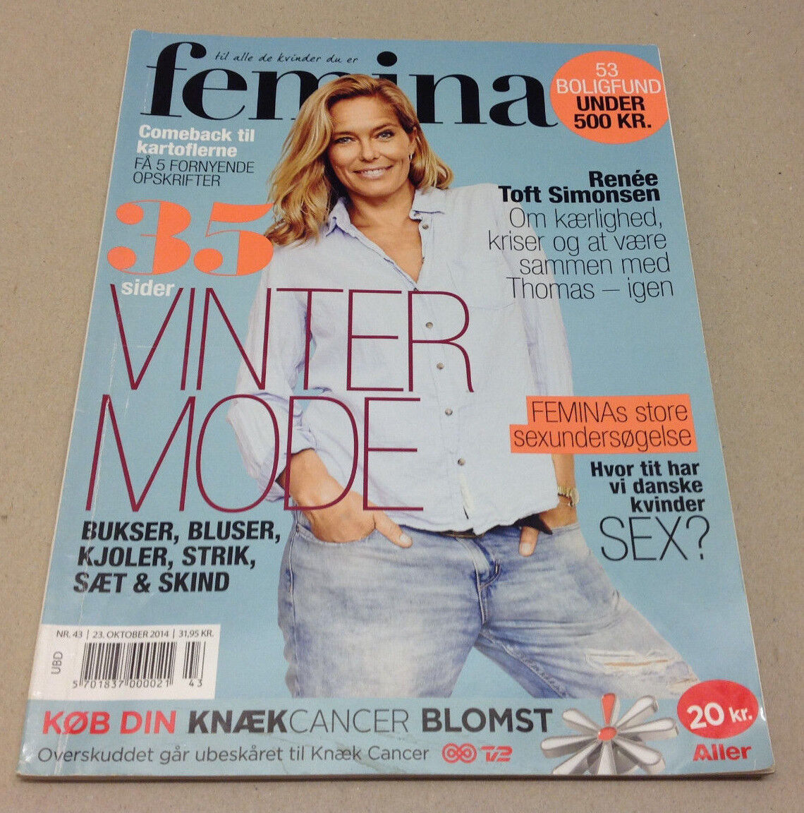 RENÉE TOFT SIMONSEN FORMER SUPERMODEL ON FRONT COVER Danish Magazine Femina 2014