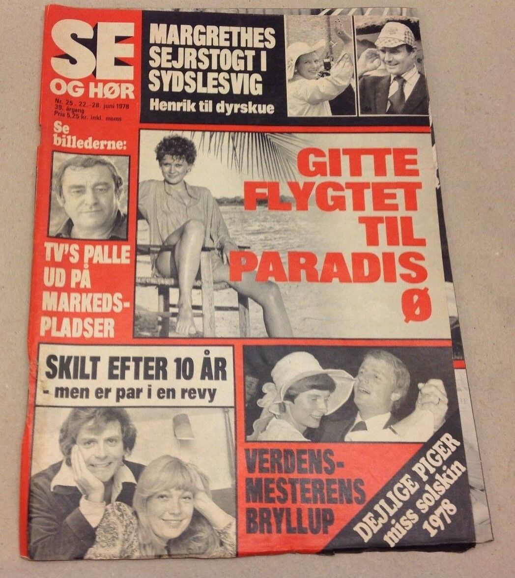 Gitte Henning or Hænning Front Cover Photos Interview Vtg Danish Magazine 1978