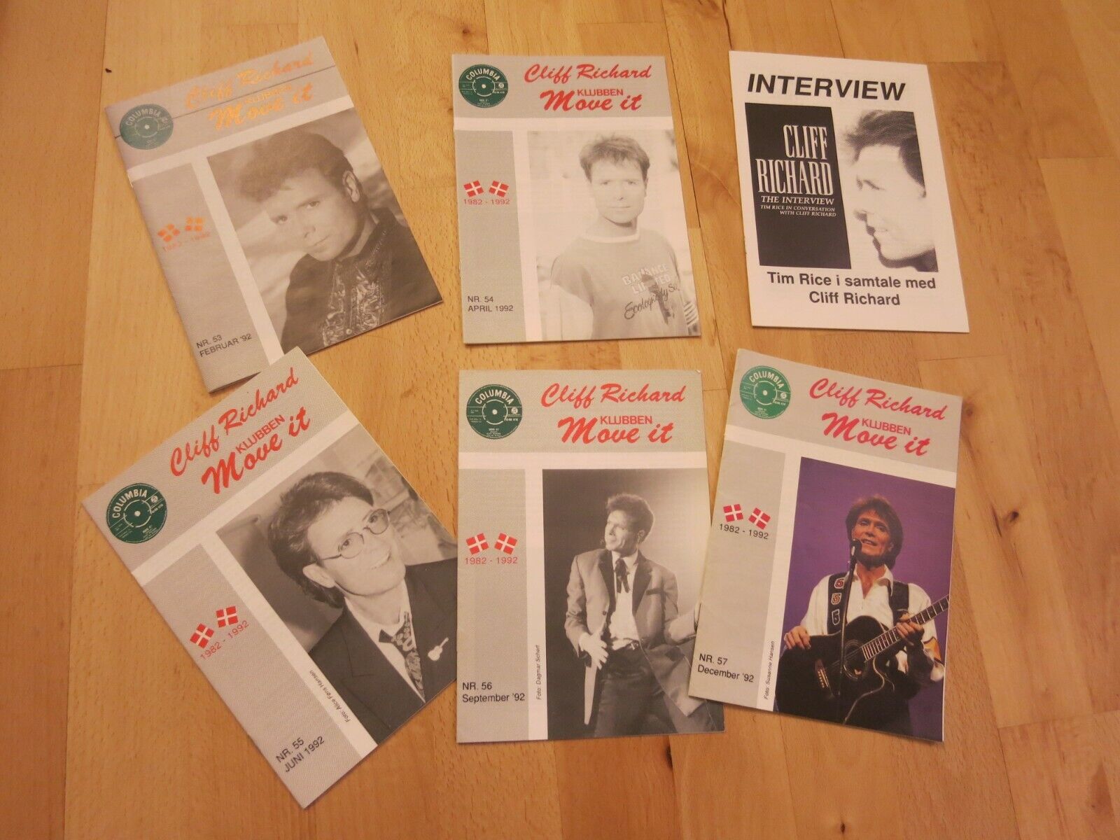 6 x Danish Fan Club Magazines CLIFF RICHARD 1992 Move It CL6