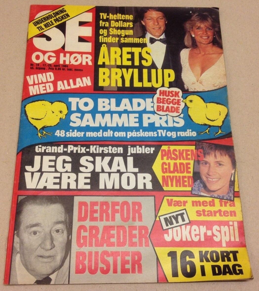 Linda Evans Dynasty Krystle Chamberlain Vtg Danish Magazine 1984 "Se og Hoer"