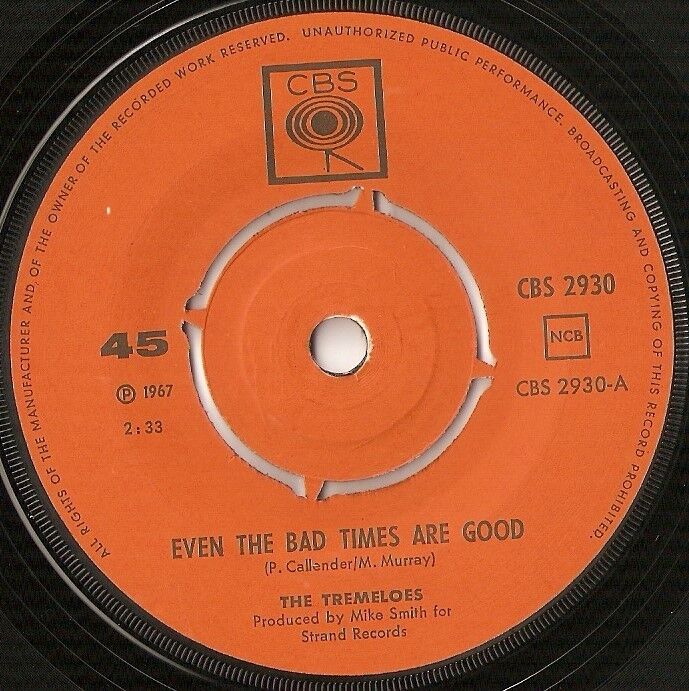 THE TREMELOES EVEN THE BAD TIMES ARE GOOD NORWAY 45 7" 1967 MOD FREAKBEAT PSYCH