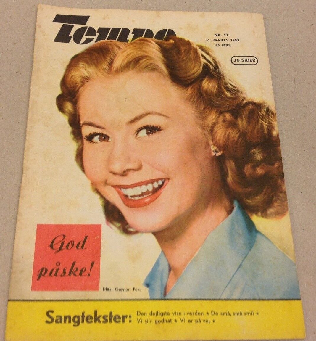 Mitzi Gaynor Fox Star Front Cover Original Vintage Danish Magazine "Tempo" 1953