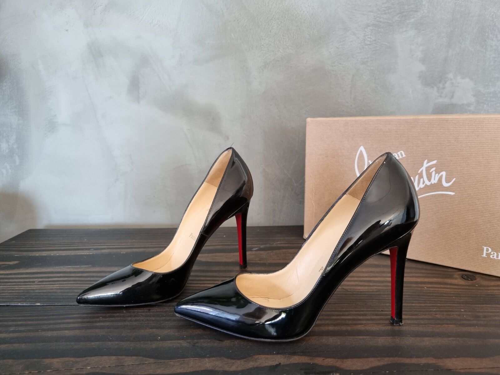 **Christian Louboutin** Black Pigalle 100 Patent Leather Pumps Heels Size 37