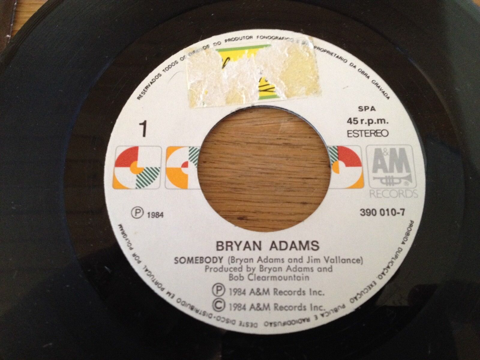 BRYAN ADAMS "SOMEBODY / LONG GONE" PORTUGESE 1984 SINGLE AM  POLYGRAM RECORDS*