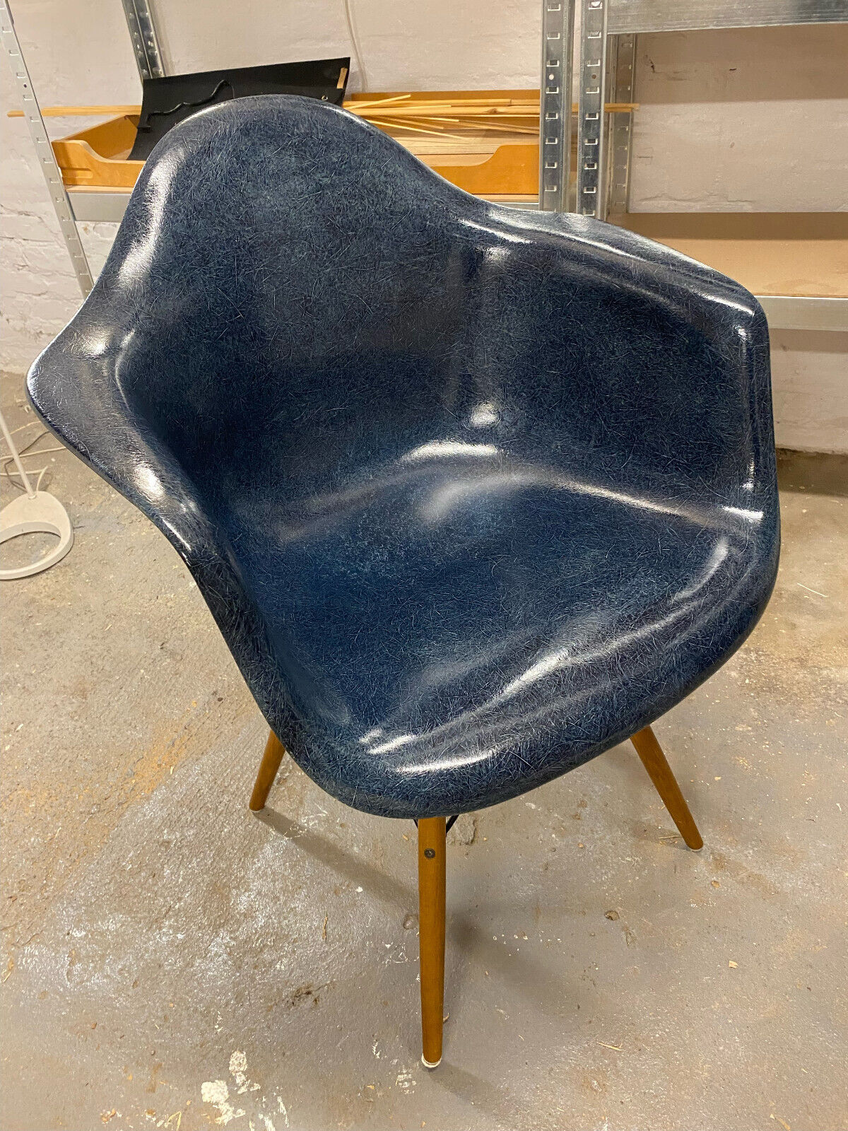 Eames Fibreglass Shell in Navy Blue Herman Miller Vitra Chair Armchair