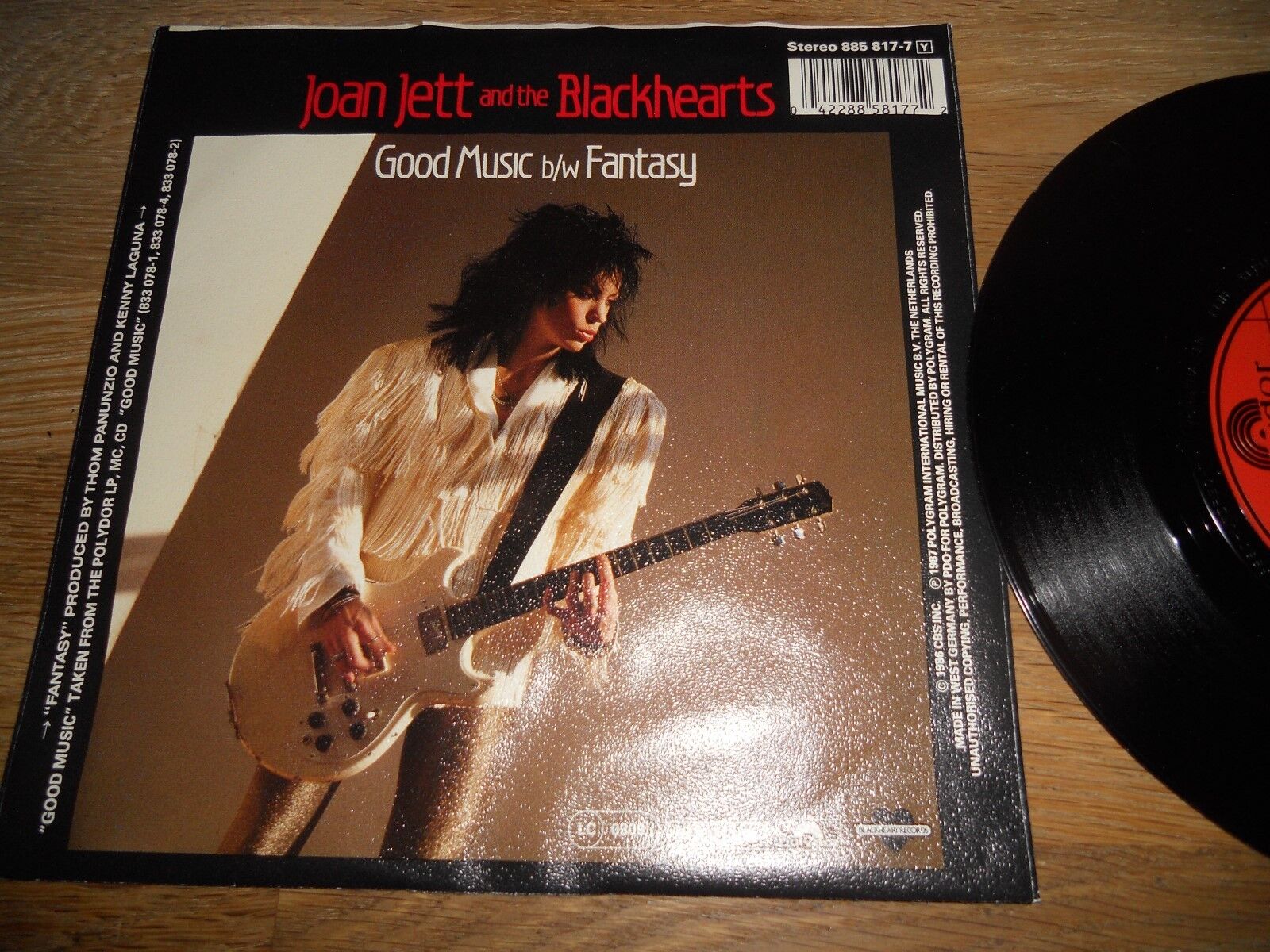 JOAN JETT  THE BLACK HEARTS "GOOD MUSIC" WEST GERMAN 1987 ORIGINAL VINYL SINGLE