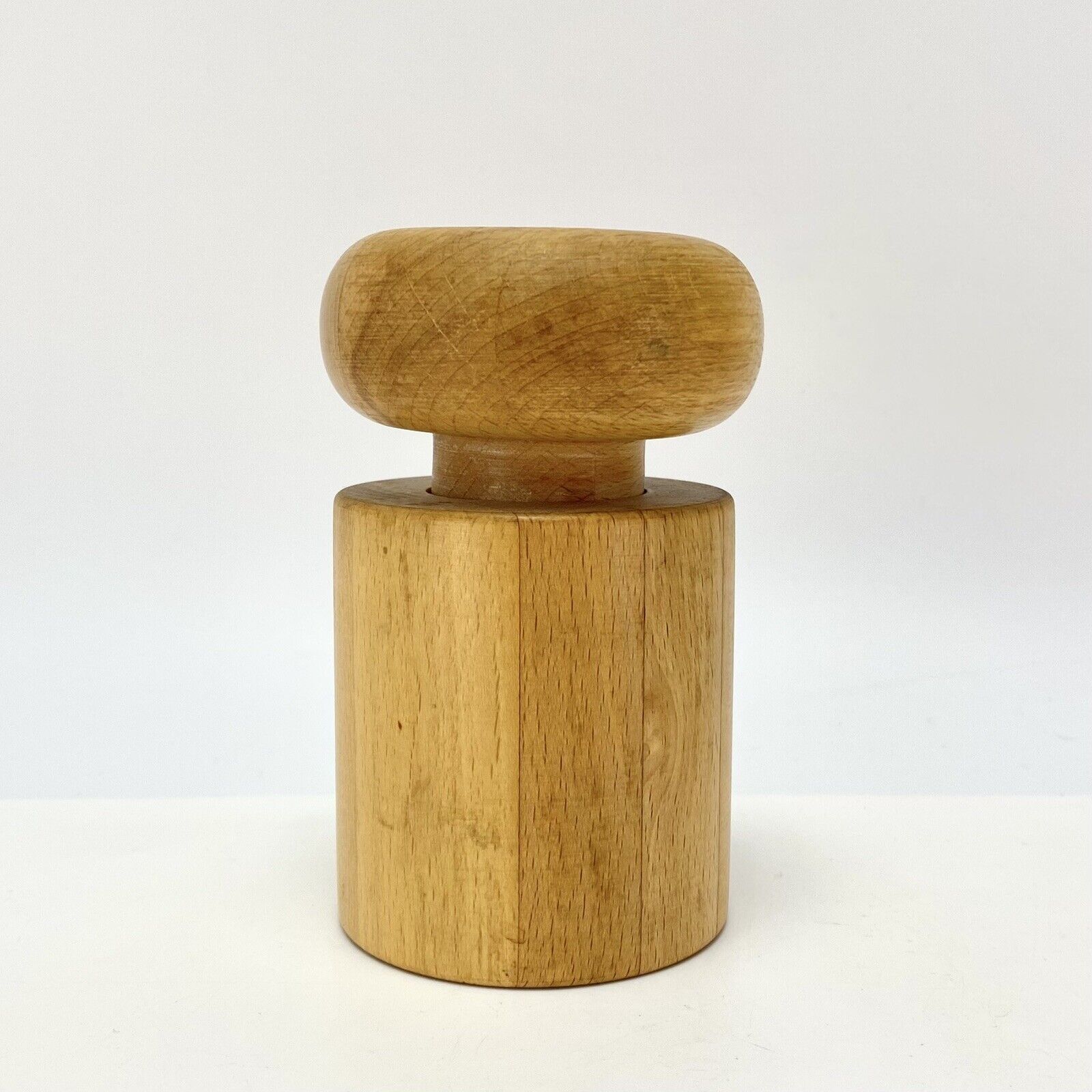 Vintage Danish Design Beech Wood Richard Nissen Geometric Salt / Pepper Grinder