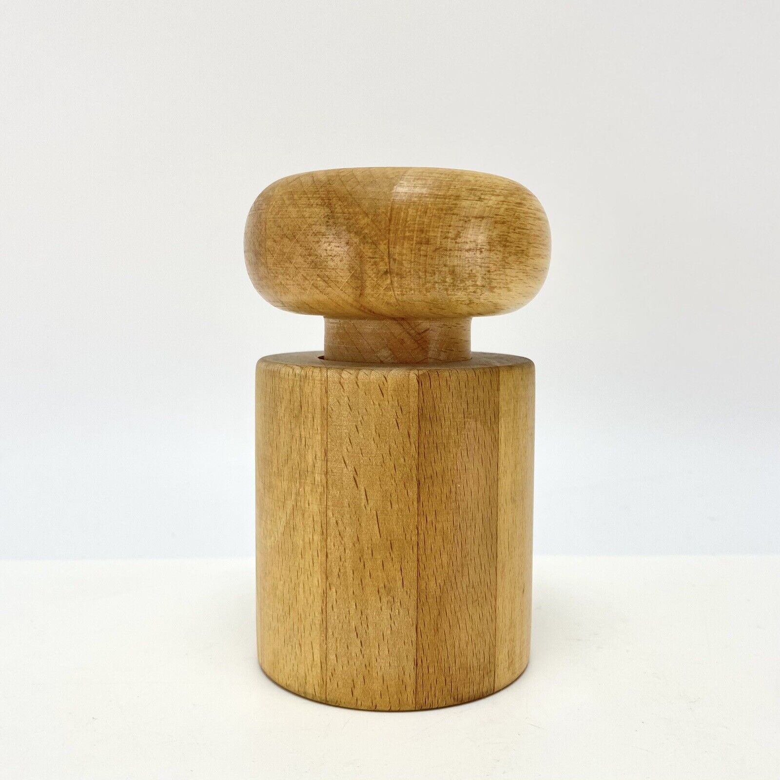 Vintage Danish Design Beech Wood Richard Nissen Geometric Salt / Pepper Grinder