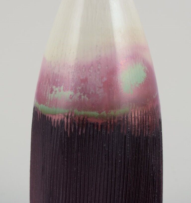 Sven Hofverberg Swedish ceramist Two unique ceramic vases Multi-colored glaze