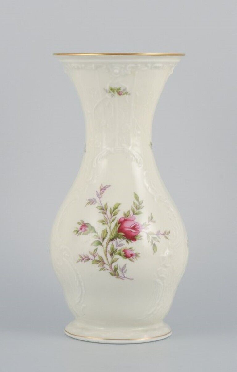 Rosenthal Germany "Sanssouci" cream-colored vase decorated with flowers