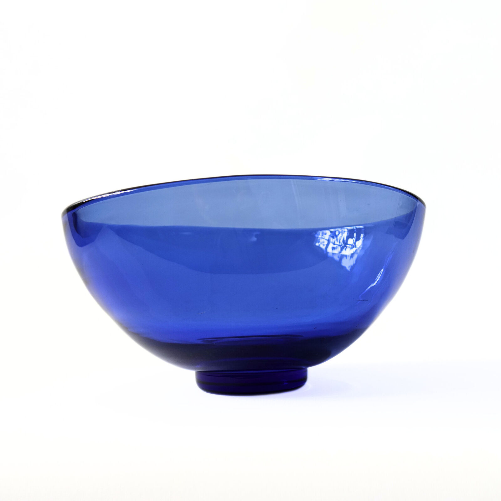 Vintage large blue glass bowl from Reijmyre Sweden mid-century