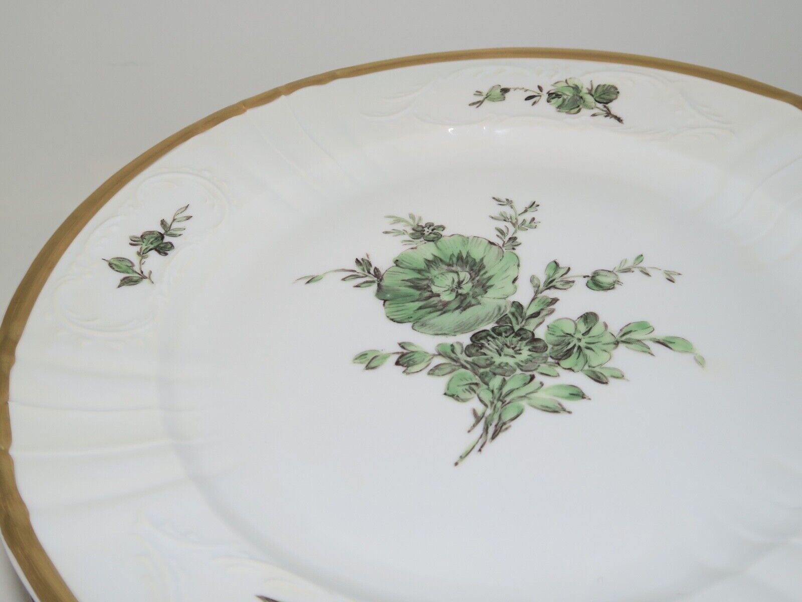 Royal Copenhagen Green Flower Juliane Marie with gold edge  Dinner plate