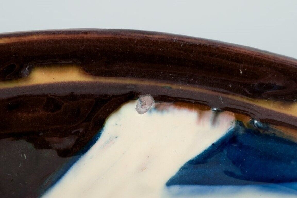 Kähler ceramic dish in cow horn technique Abstract motif 1930s