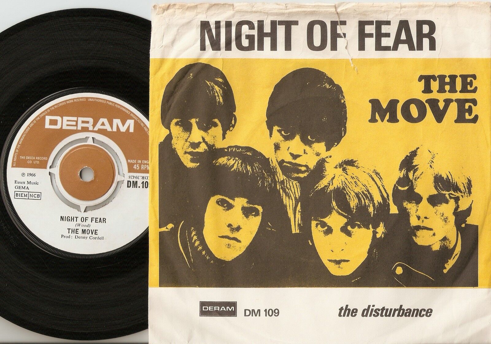 THE MOVE NIGHT OF FEAR  THE DISTURBANCE DANISH PS+45 1966 MOD FREAKBEAT PSYCH