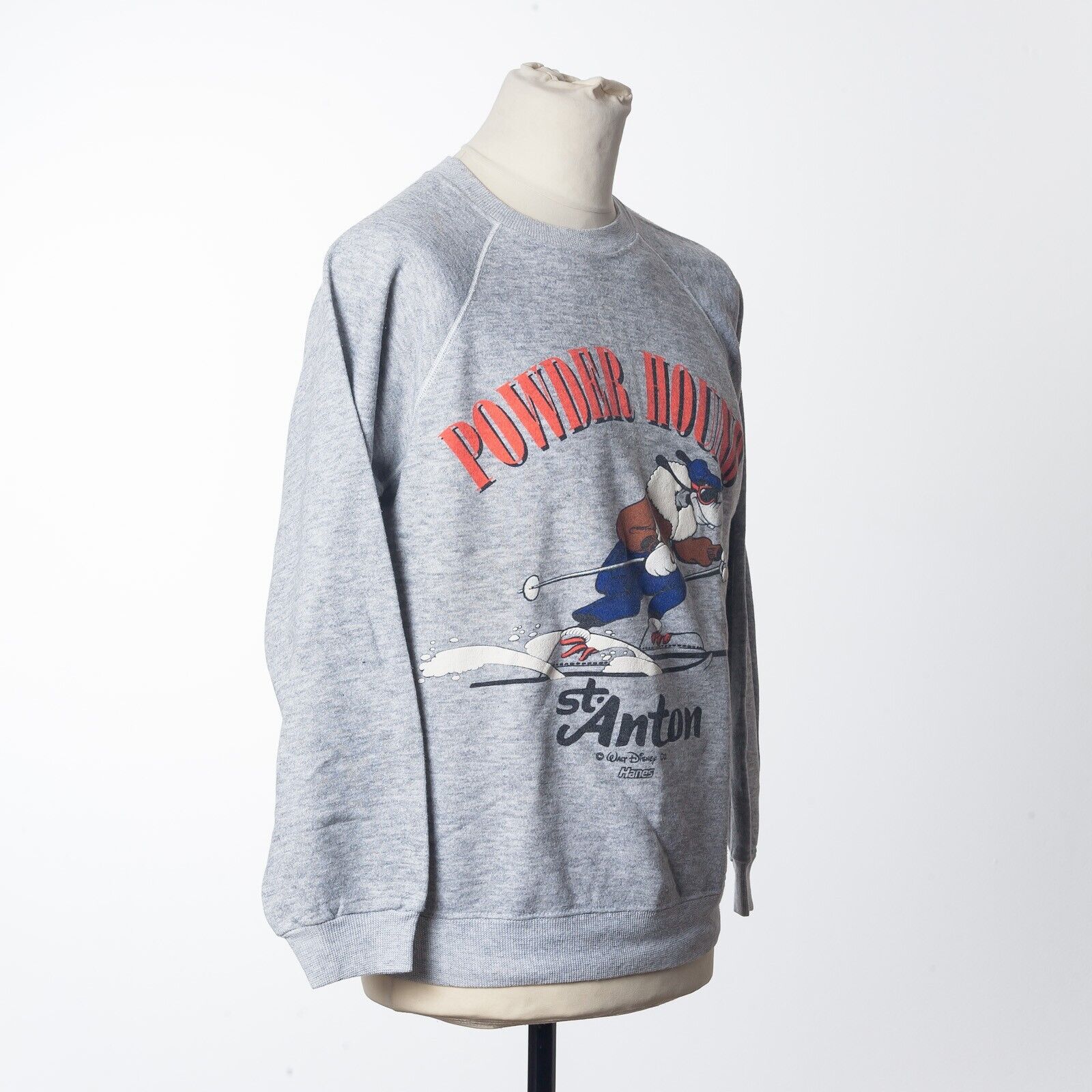 POWDER HOUND DISNEY X HANES Gray Melange Sweatshirt US Made Size L