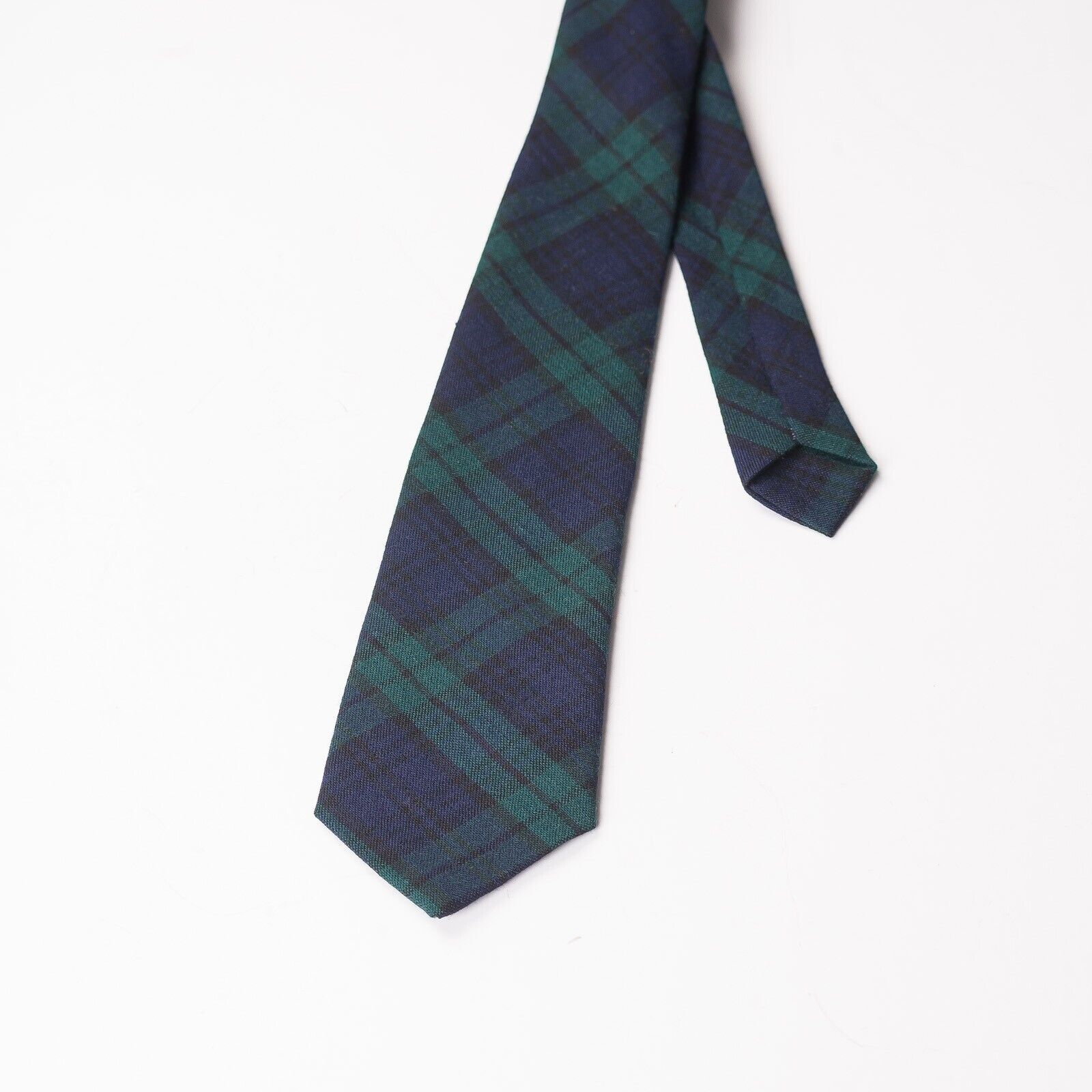 LOCHMARL Blue Green Tartan Check Wool Tie