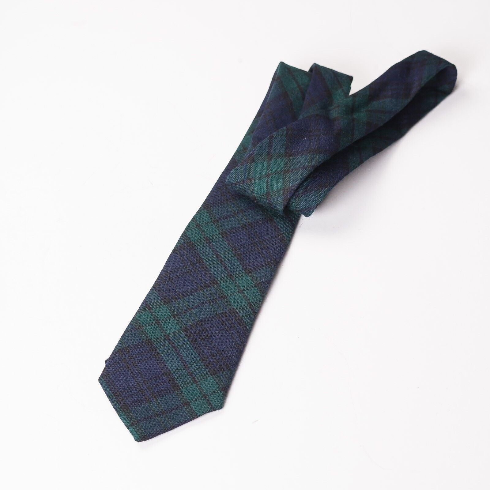 LOCHMARL Blue Green Tartan Check Wool Tie