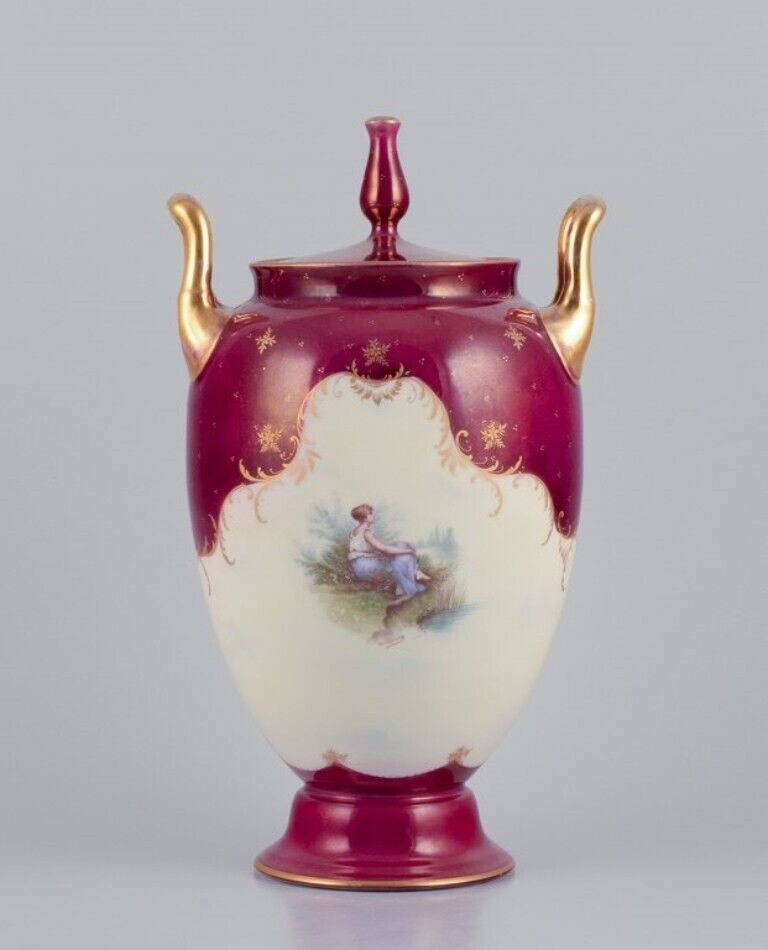 Rosenthal and Wien Early lidded porcelain vase with two handles Classic form