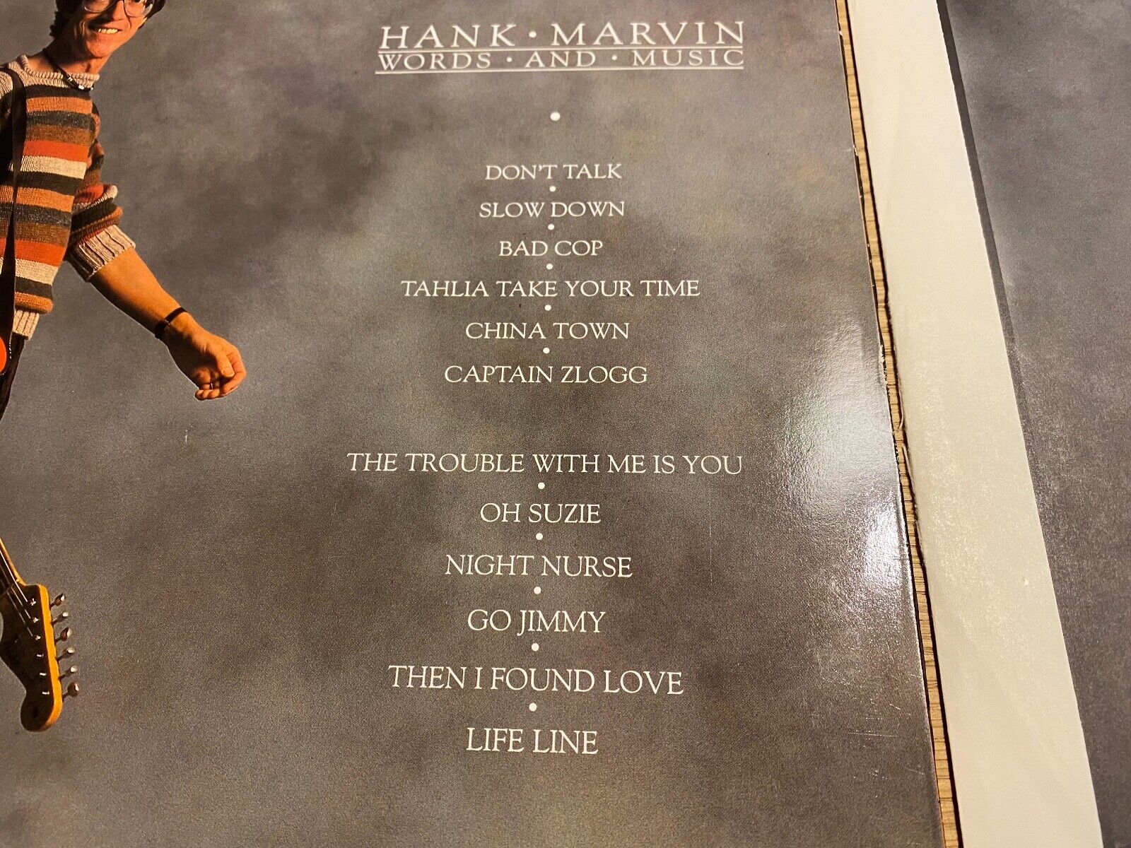 HANK MARVIN "WORDS AND MUSIC" POLYDOR 1981 12 TRACK LP NORDIC PRESS INNER SLEEVE