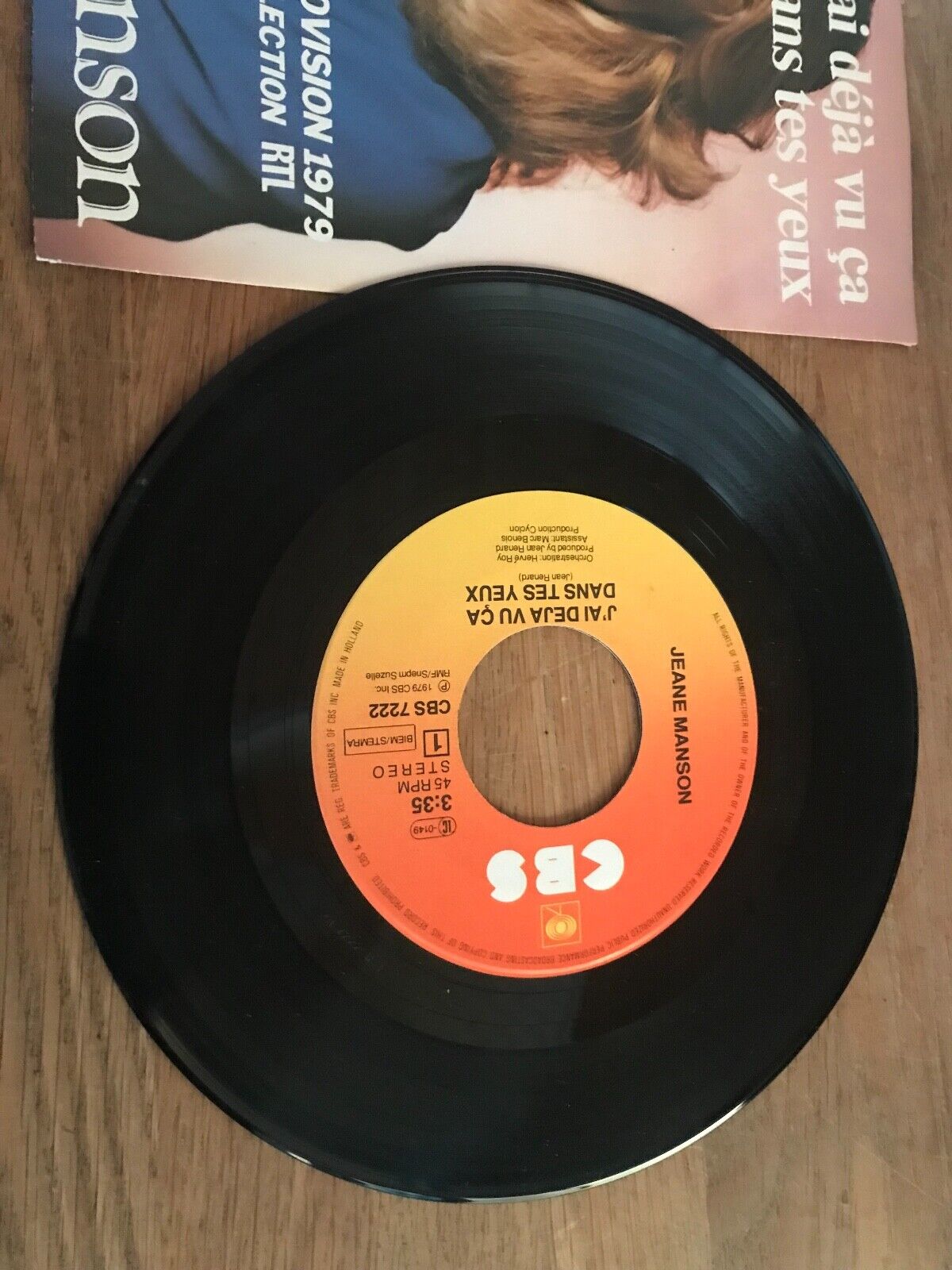 JEANE MANSON J´AI DEJA VU CA DANS TES YEUX 1979 VINYL SINGLE CBS DUTCH EUROVISIO