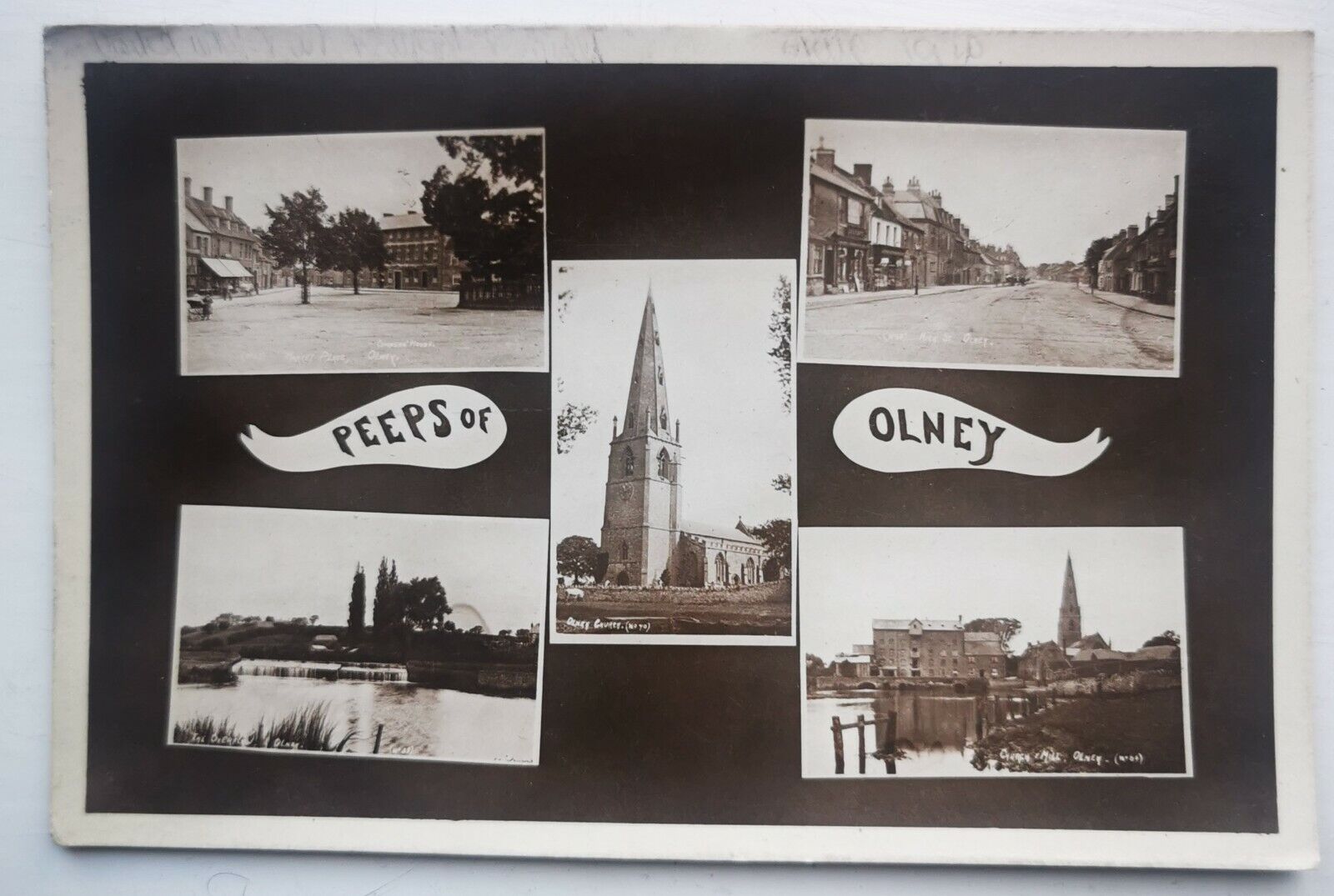 Vintage un-used photo postcard:  Peeps of Olney  Buckinghamshire UK  P1312