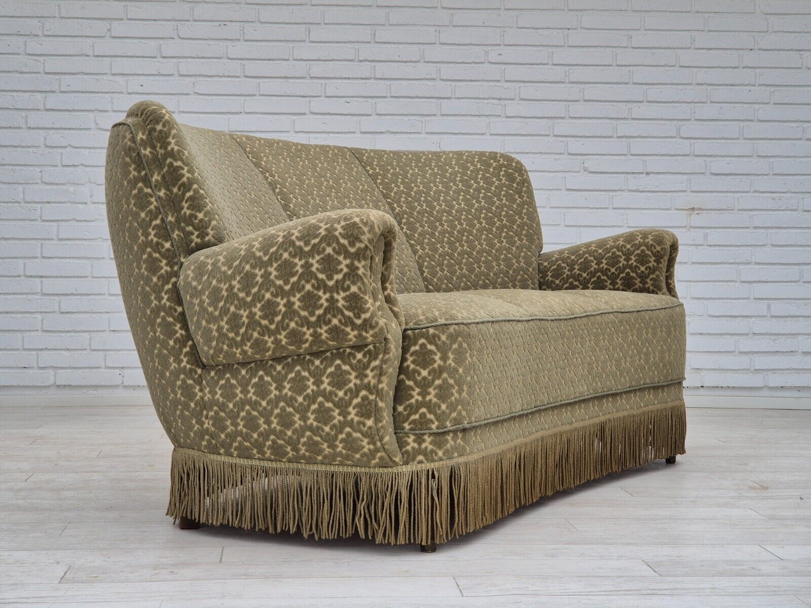 1960s Danish "Banan" 3 seater sofa original condition velour