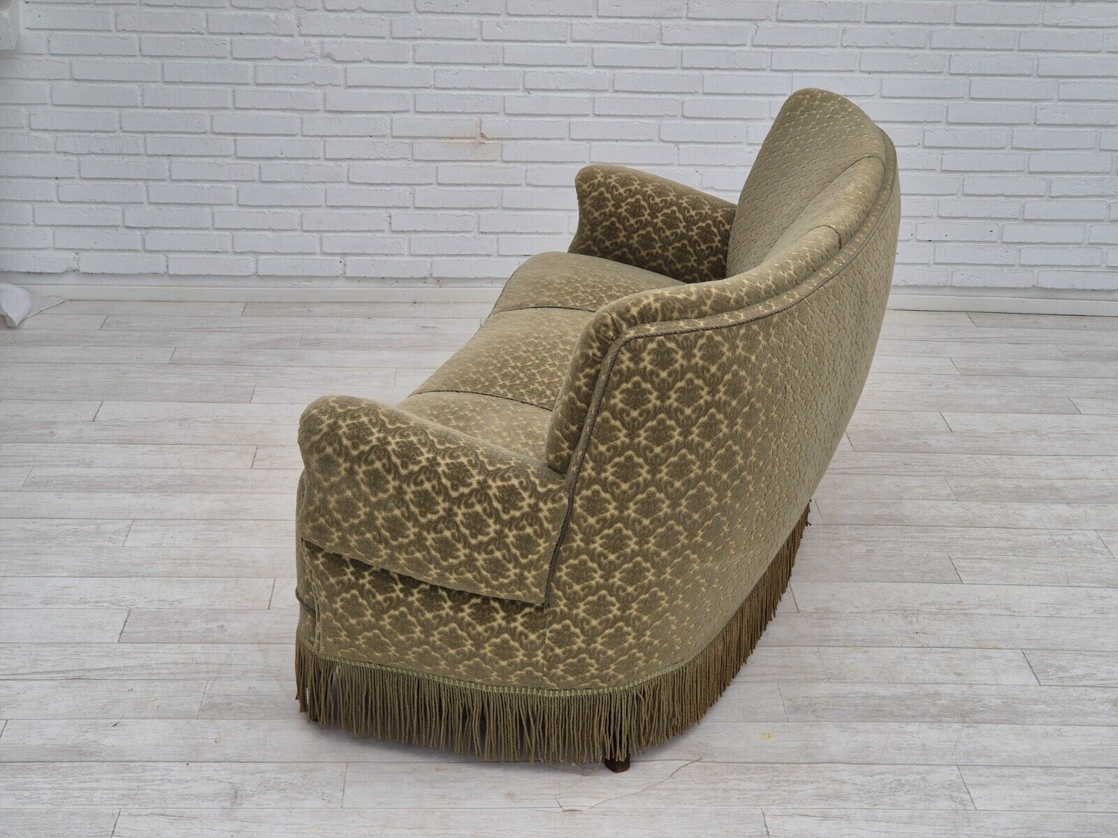 1960s Danish "Banan" 3 seater sofa original condition velour