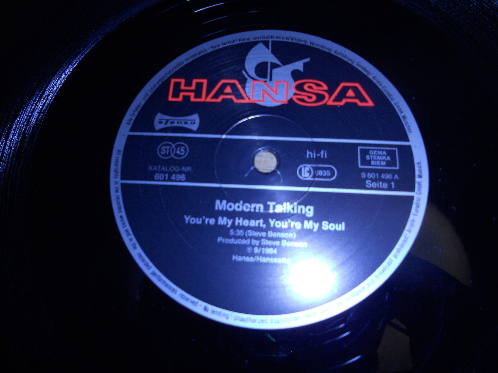 MODERN TALKING "YOURE MY HEART YOURE MY SOUL" 1984 HANSA RECORDS GEMA 12" REMIX