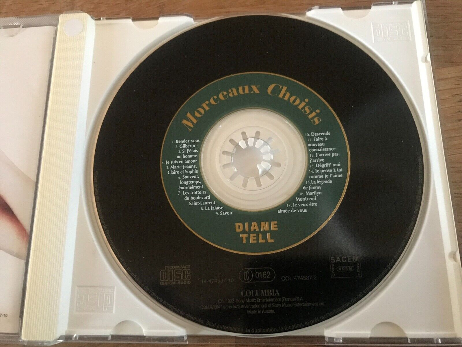 DIANE TELL "MORCEAUX CHOISIS" 1993 CD 17 TRACKS COLUMBIA RECORDS FRANCE SACEM CD