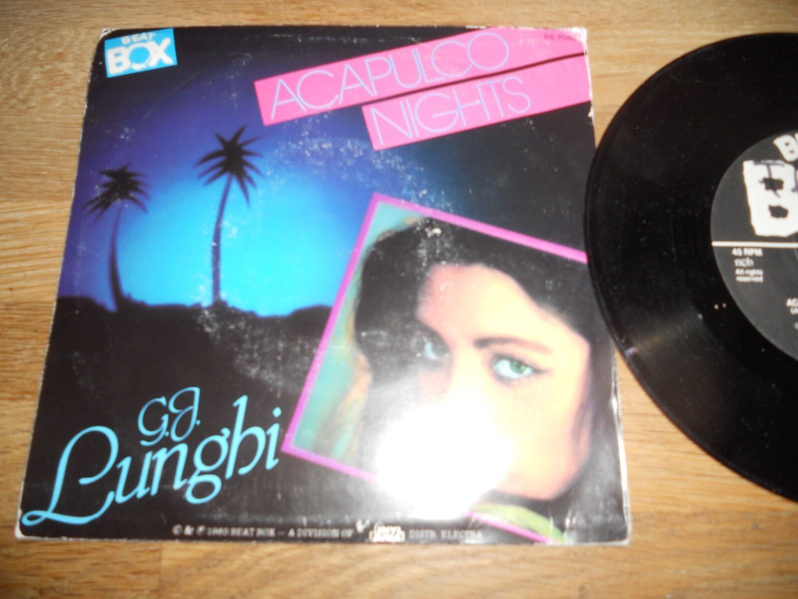 G J LUNGHI ACAPULCO NIGHTS 1985 SWEDISH 7 INCH SINGLE BEAT BOX RECORDS NCB OOP