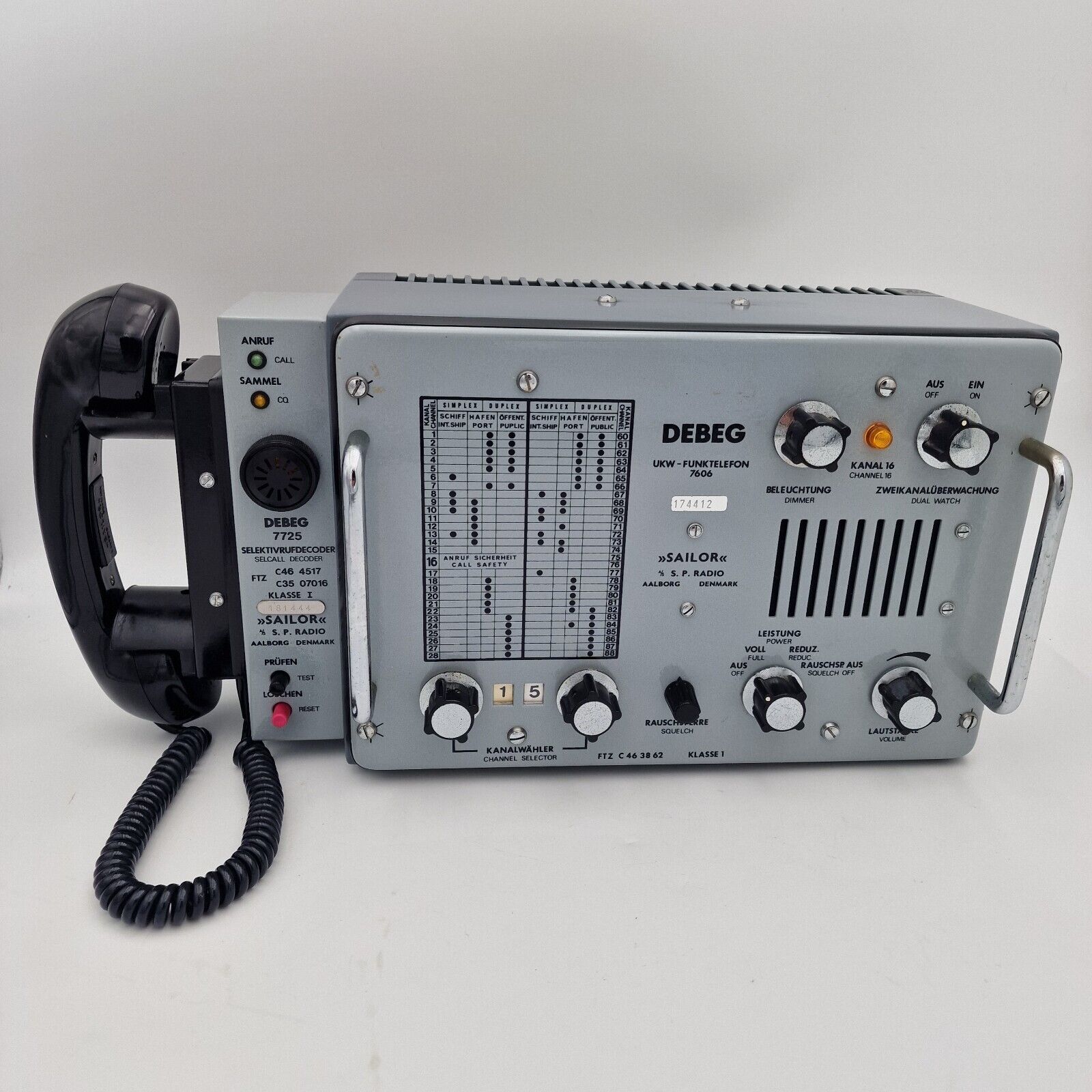 SAILOR TYPE RT143 DEBEG 7606 UKW 25W 1556–1632 Mhz VHF RADIO w/ SELCALL 7725