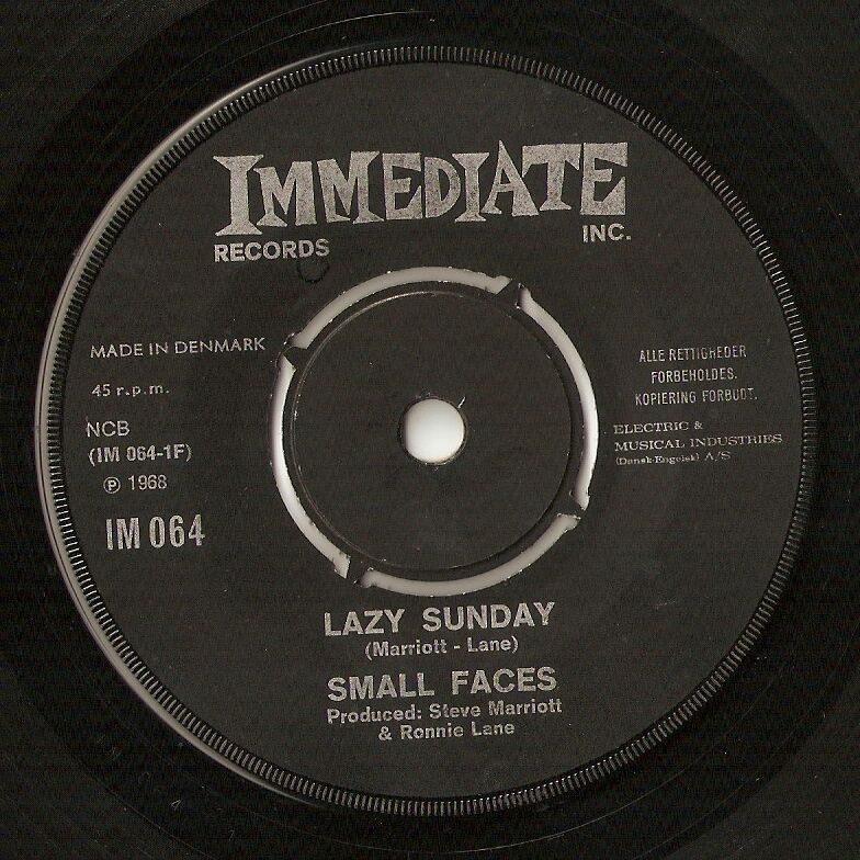 SMALL FACES LAZY SUNDAY DANISH 45RPM 7" 1968 MOD FREAKBEAT PSYCH GARAGE MARRIOTT