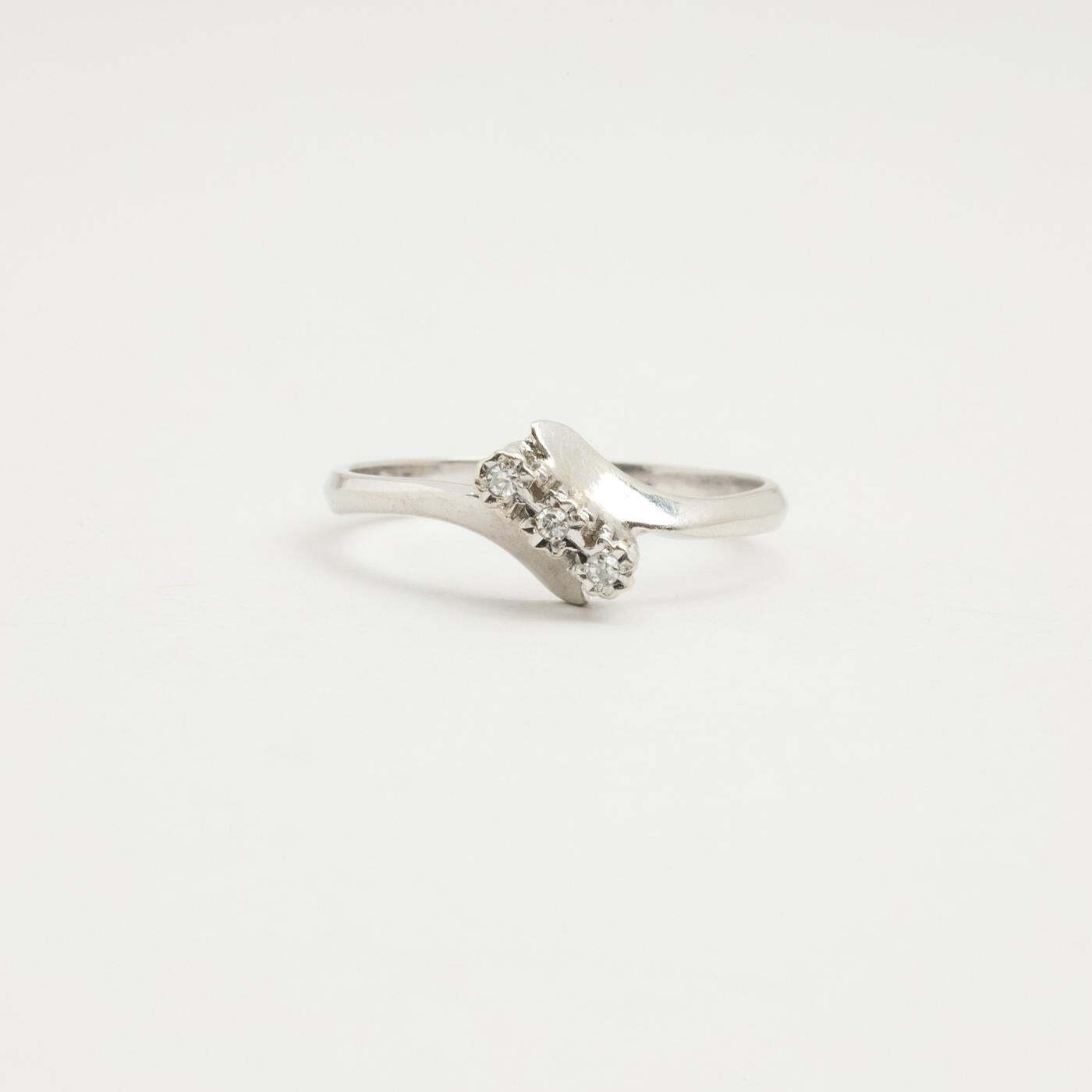 Ring with diamond (0015 ct) in 14K White gold size 6½ | Real Genuine