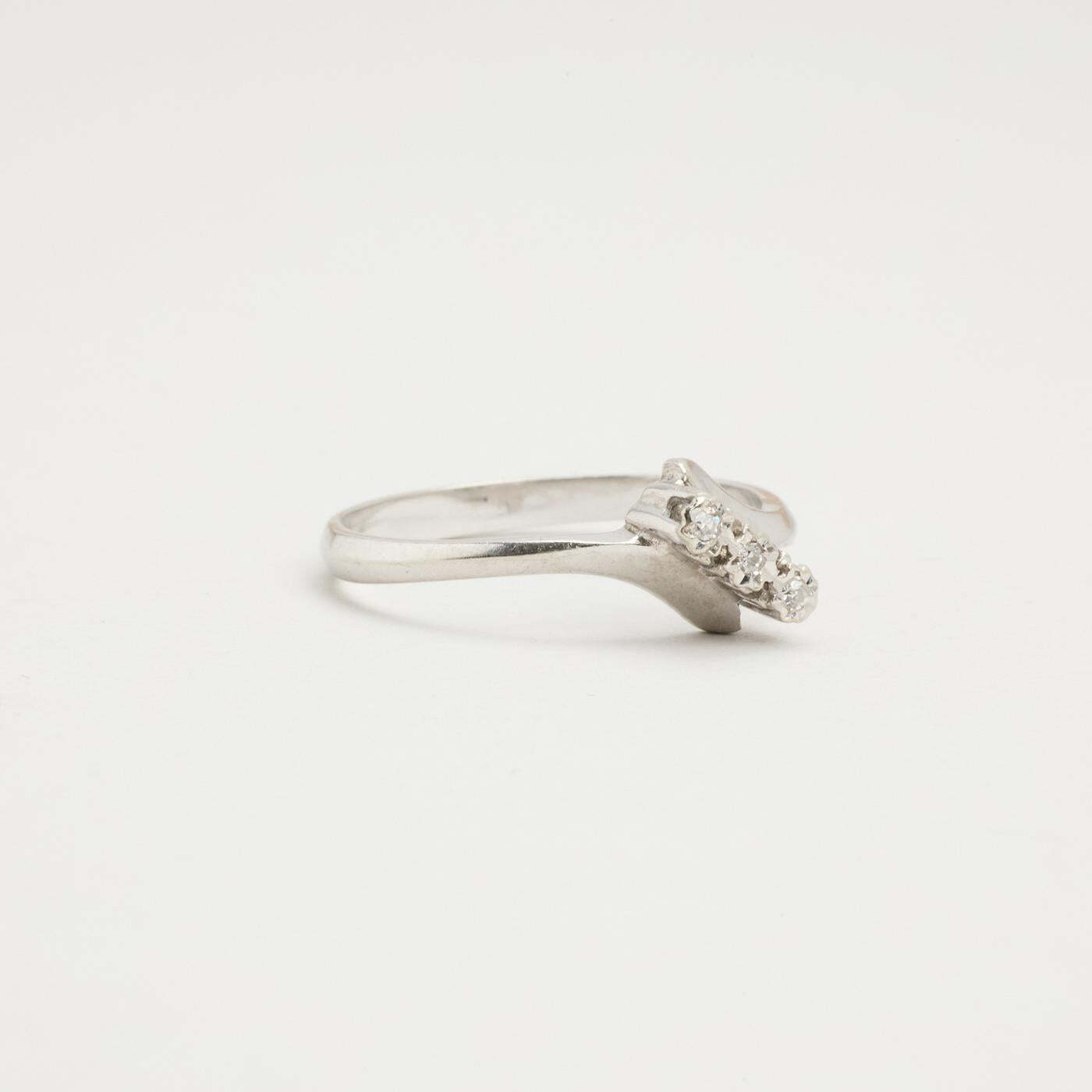 Ring with diamond (0015 ct) in 14K White gold size 6½ | Real Genuine