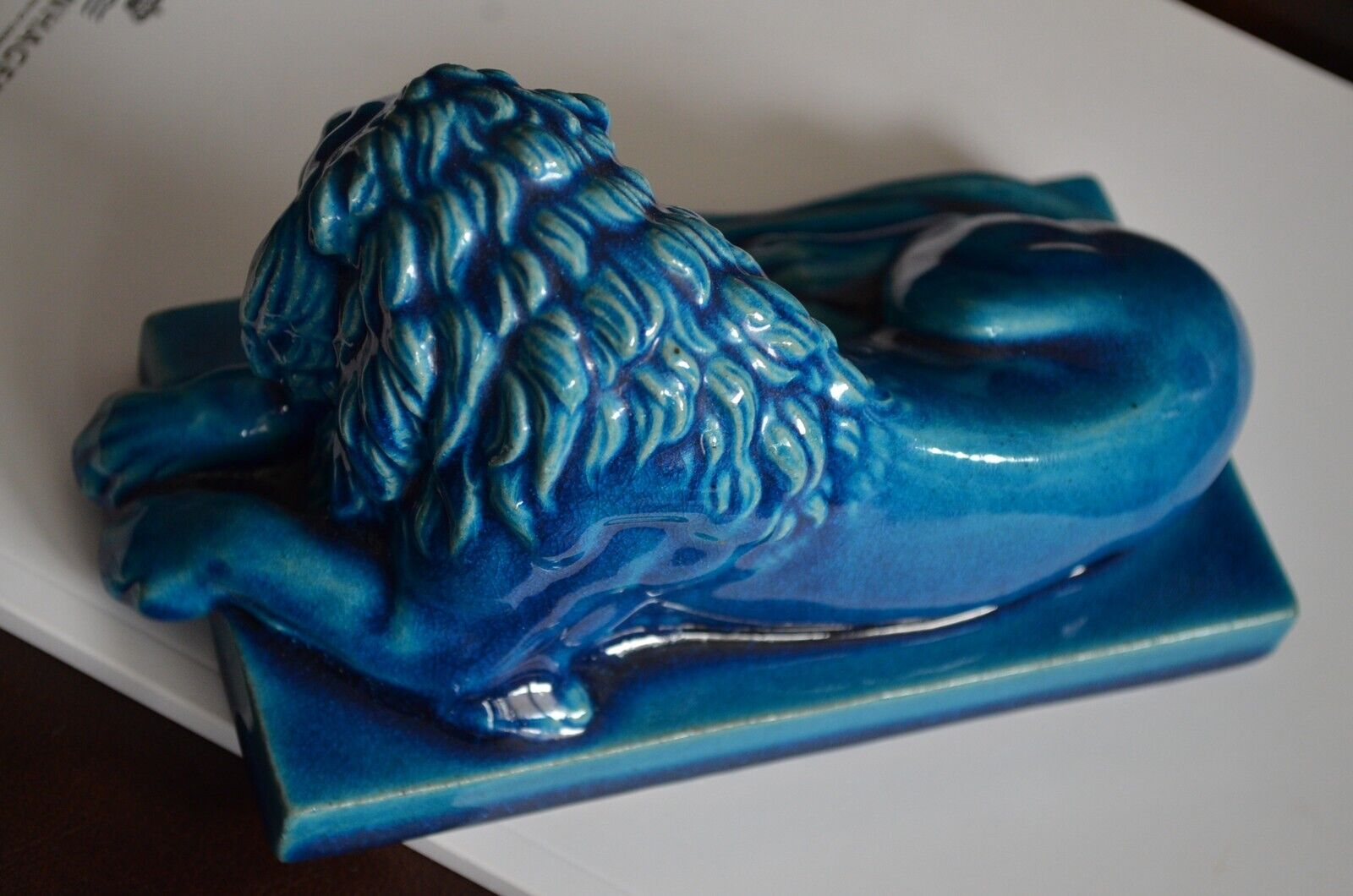 Rare Royal Copenhagen Figurine Lion Blue 3792 Thorvaldsen Sitting Porcelain