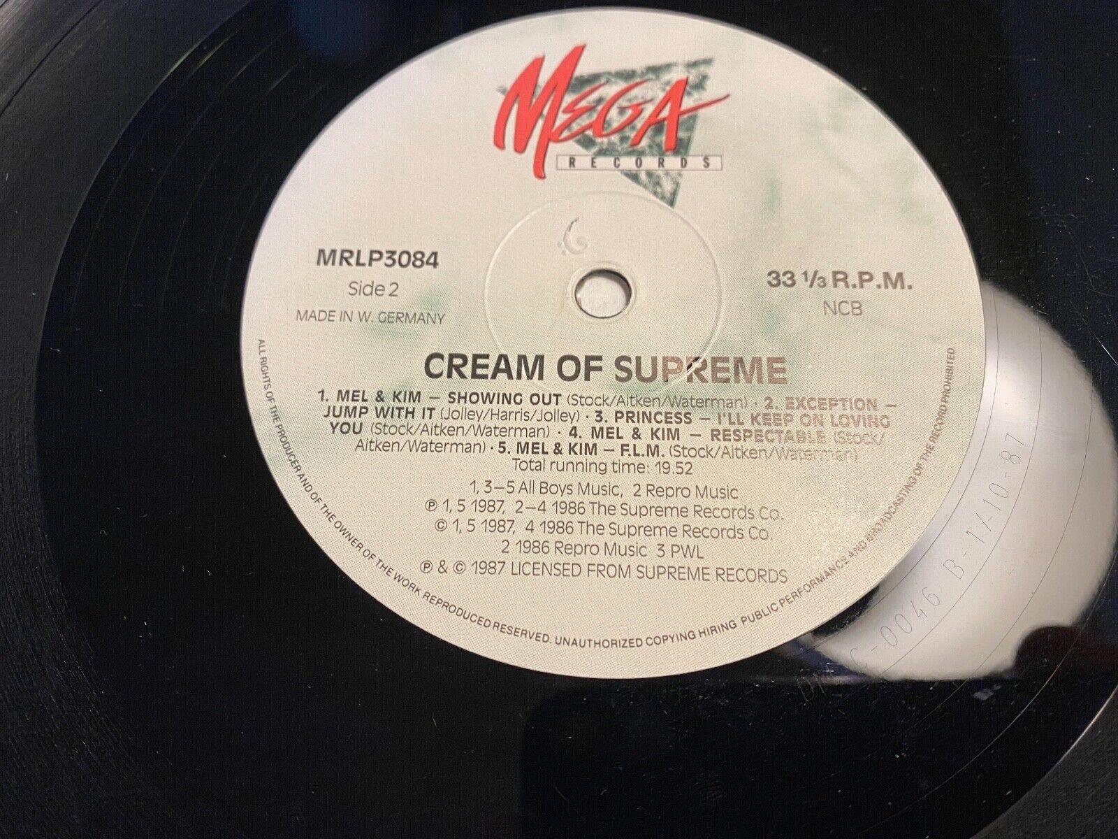 MEL  KIM PRINCESS "THE CREAM OF SUPREME" MEGA RECORDS 1987 10 TRACK LP GERMAN