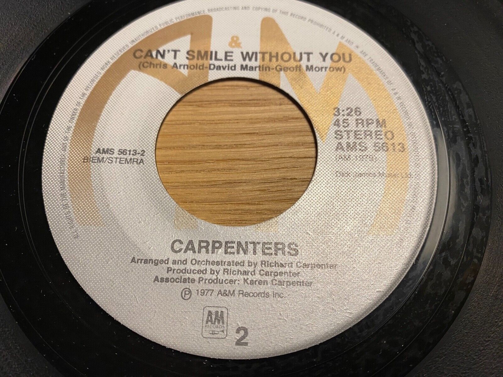 CARPENTERS "CALLING OCCUPANTS OF INTERPLANETARY CRAFT" 1977 7" VINYL SINGLE AM*