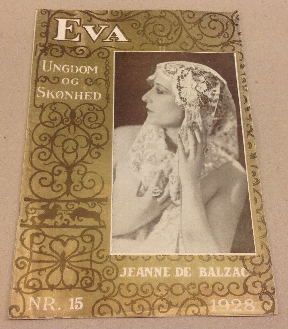 Jeanne de Balzac Art Deco Antique 1928 Original Danish Vintage Magazine "EVA"