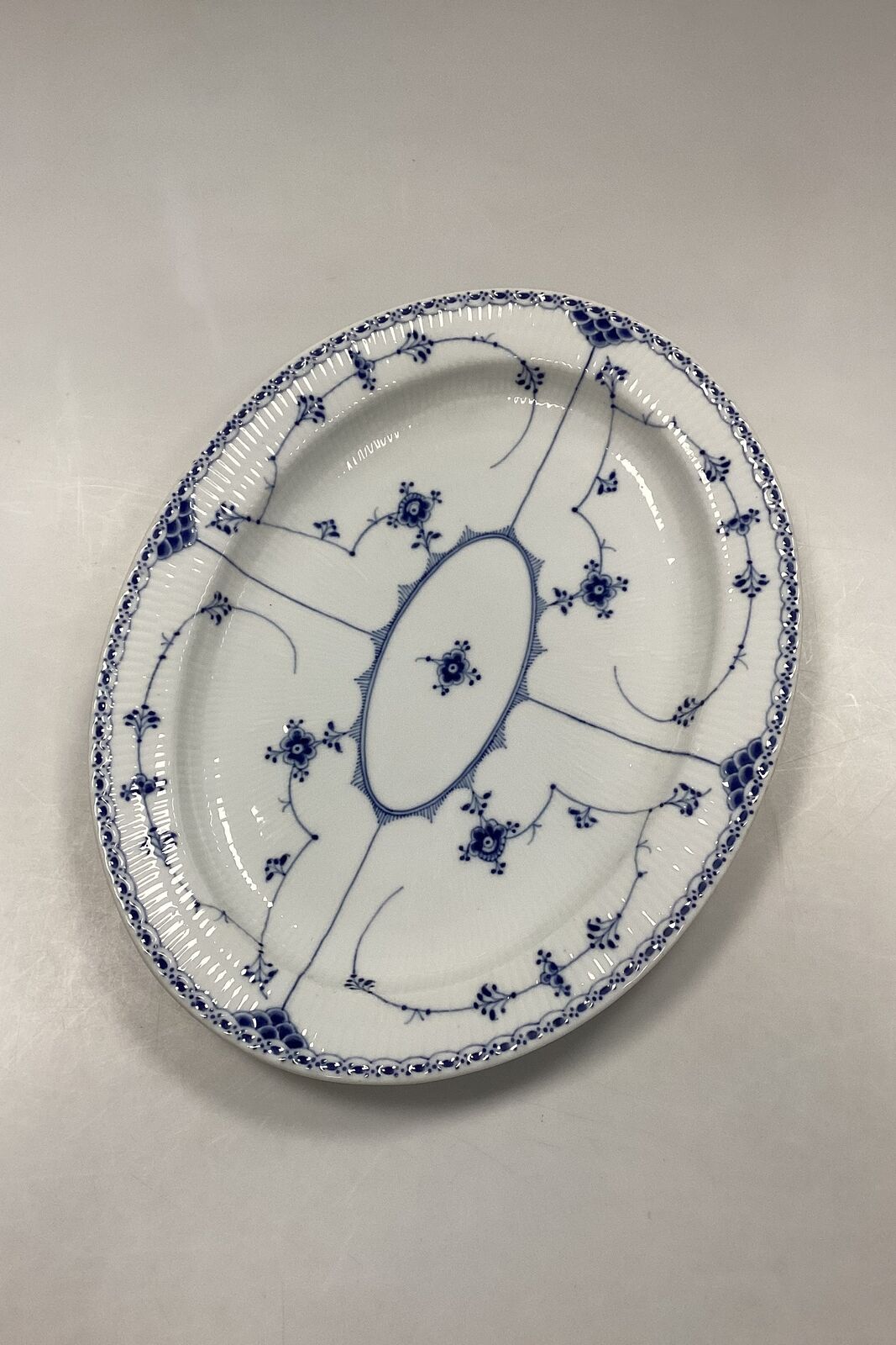 Royal Copenhagen Blue Fluted Half Lace Oval Dish No 534